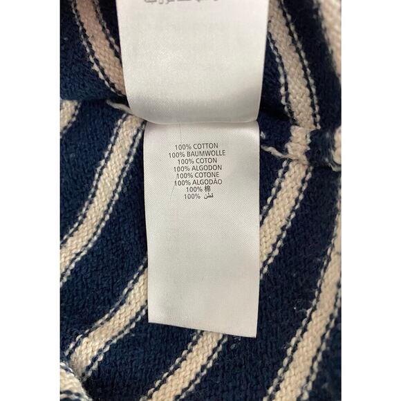 Vintage Gant Rugger Size S Blue Cream Striped Split Crue Neck Pullover Sweater - Picture 7 of 7